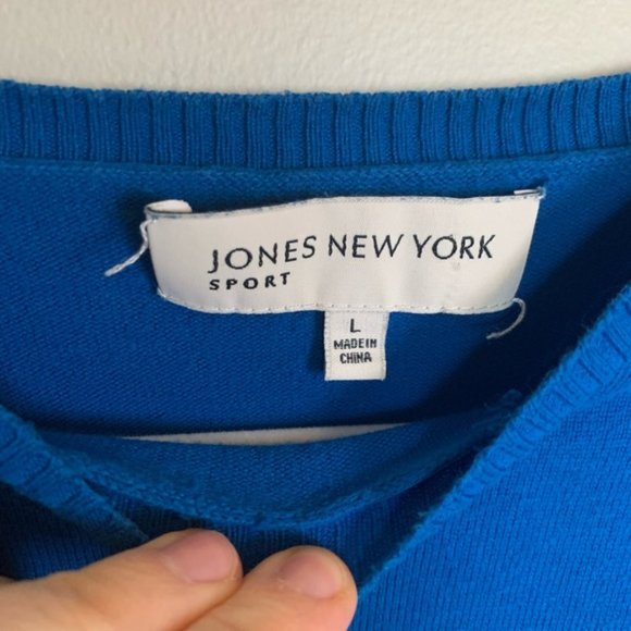 Jones New York royal blue puff sleeve sweater top size L - Picture 3 of 5